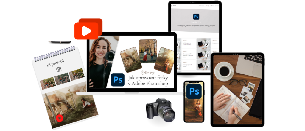 Online kurz Adobe photoshop editace fotek pro fotografy pro začátečníky